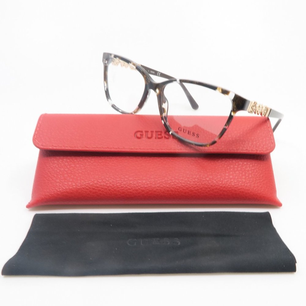 Guess GU2832 050 Brown Spotted Acetate/Gold Metal Women's New Eyeglasses.